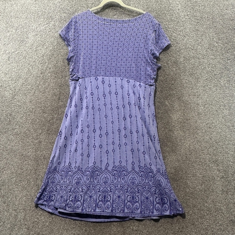 Athleta Dhara Dress Women 1X Burnout Printed V Neck Cap Sleeve Boho Athleisure - Picture 2 of 12